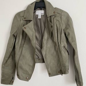 Sage green faux leather jacket